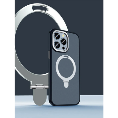 Aluminum Alloy Bracket Magnetic Phone Case I - Silver black